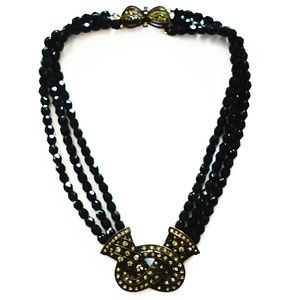 Vintage Heidi Daus Victorian Lover's Knot Multi-Strand Beaded Necklace